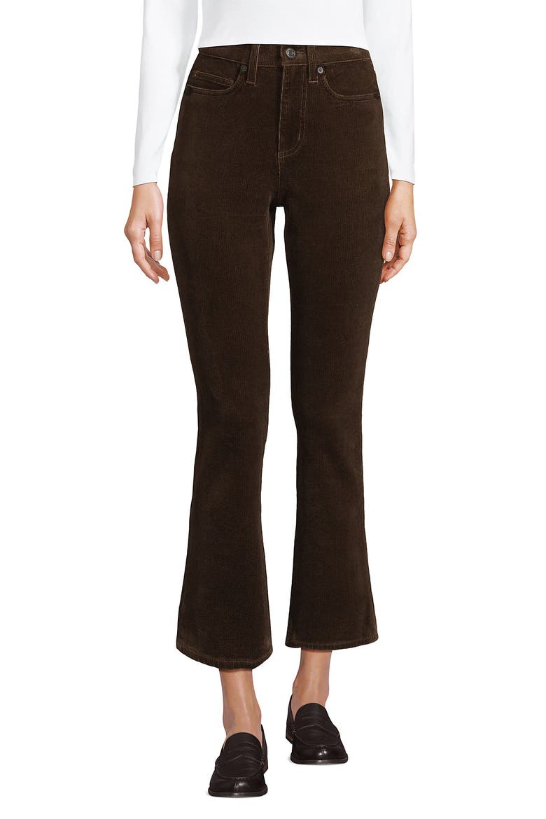 High Rise Corduroy Kick Crop Pants, Main, color, Rich Coffee