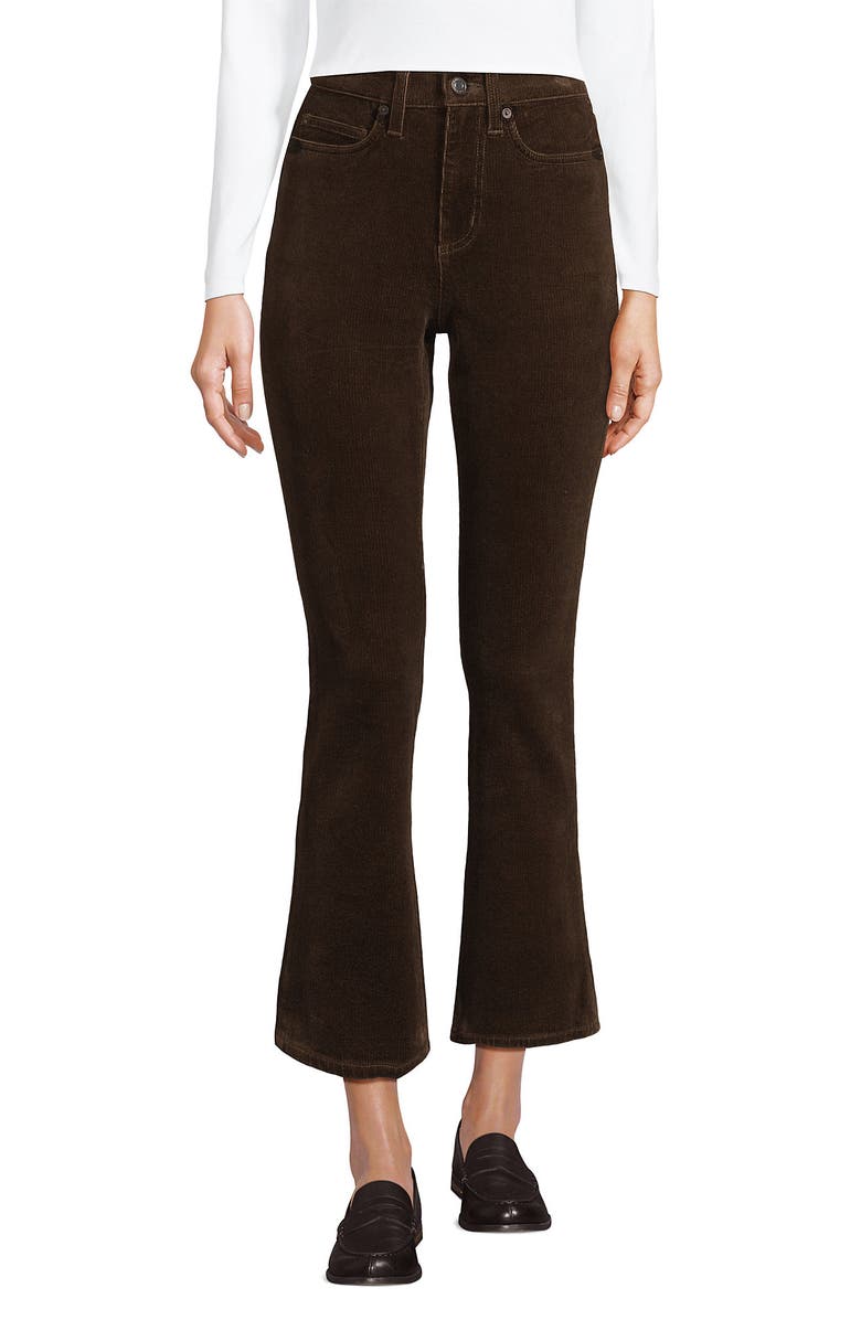 Lands' End High Rise Corduroy Kick Crop Pants, Main, color, Rich Coffee