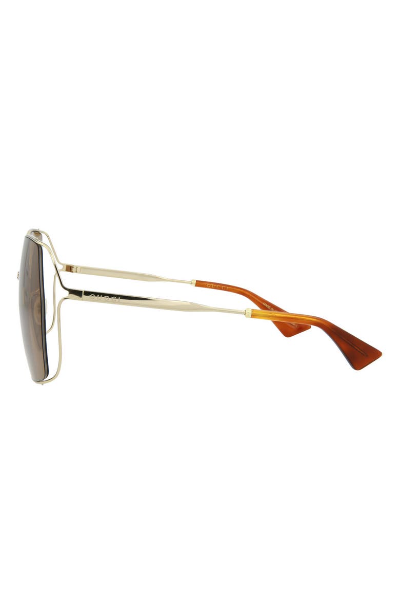Gucci 65mm Square Sunglasses, Alternate, color, Gold Gold Brown