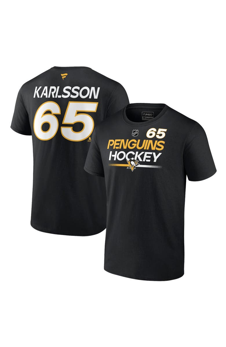 FANATICS Men's Fanatics Branded Erik Karlsson Black Pittsburgh Penguins Authentic Pro Prime Name & Number T-Shirt, Alternate, color, Black