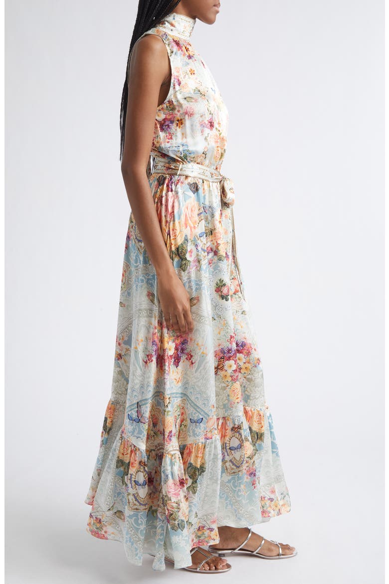 Floral Silk Maxi Dress, Alternate, color, A TASTE FOR LACE