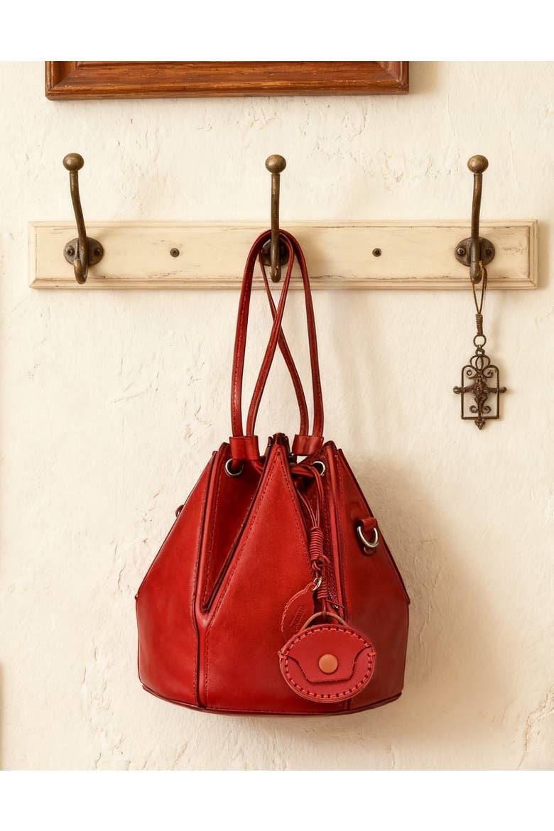 Oval Genuine Leather Two Tone Mini Charm, Alternate, color, Red
