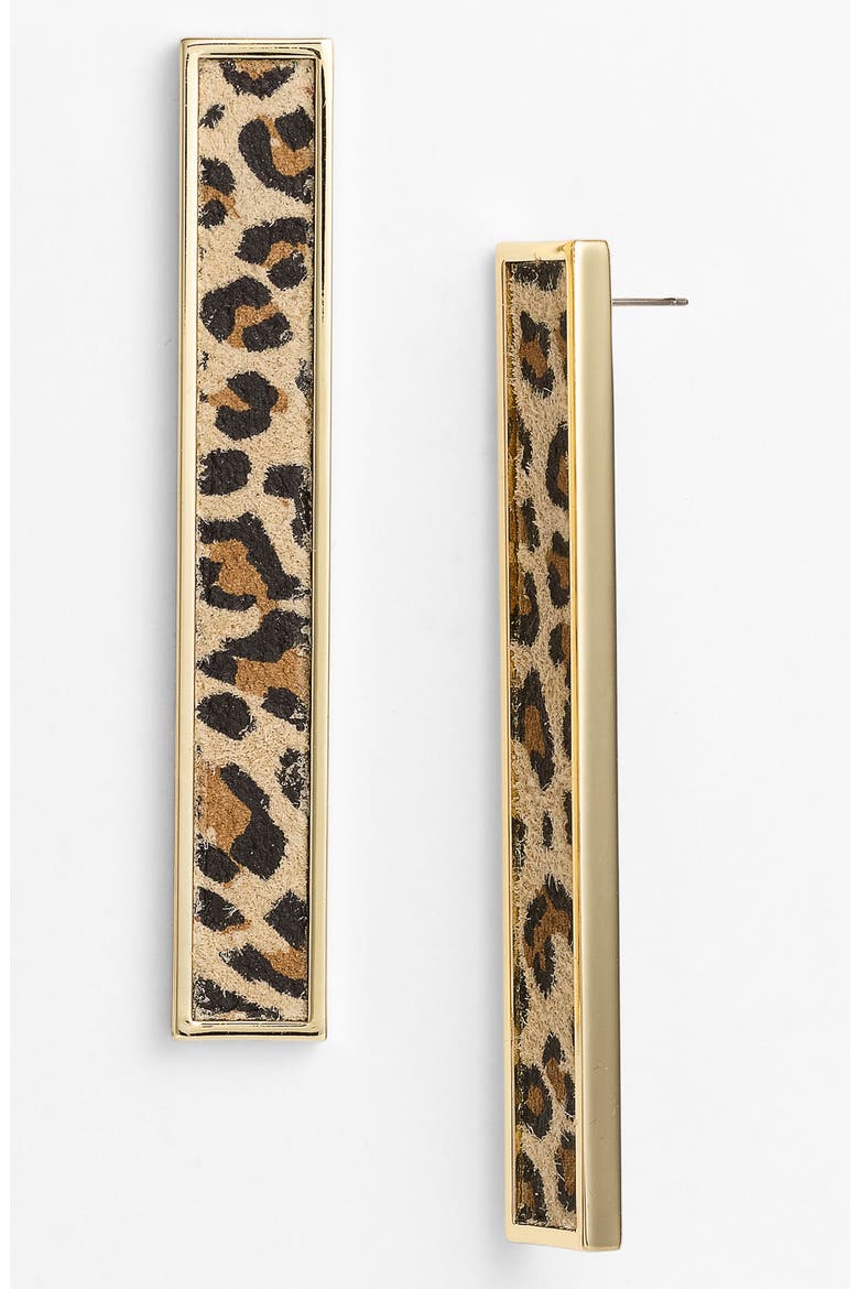 Leopard Print Suede Statement Earrings, Main, color, LEOPARD