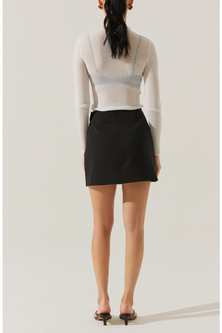 Sevyn Buckle Faux Wrap Miniskirt, Alternate, color, BLACK