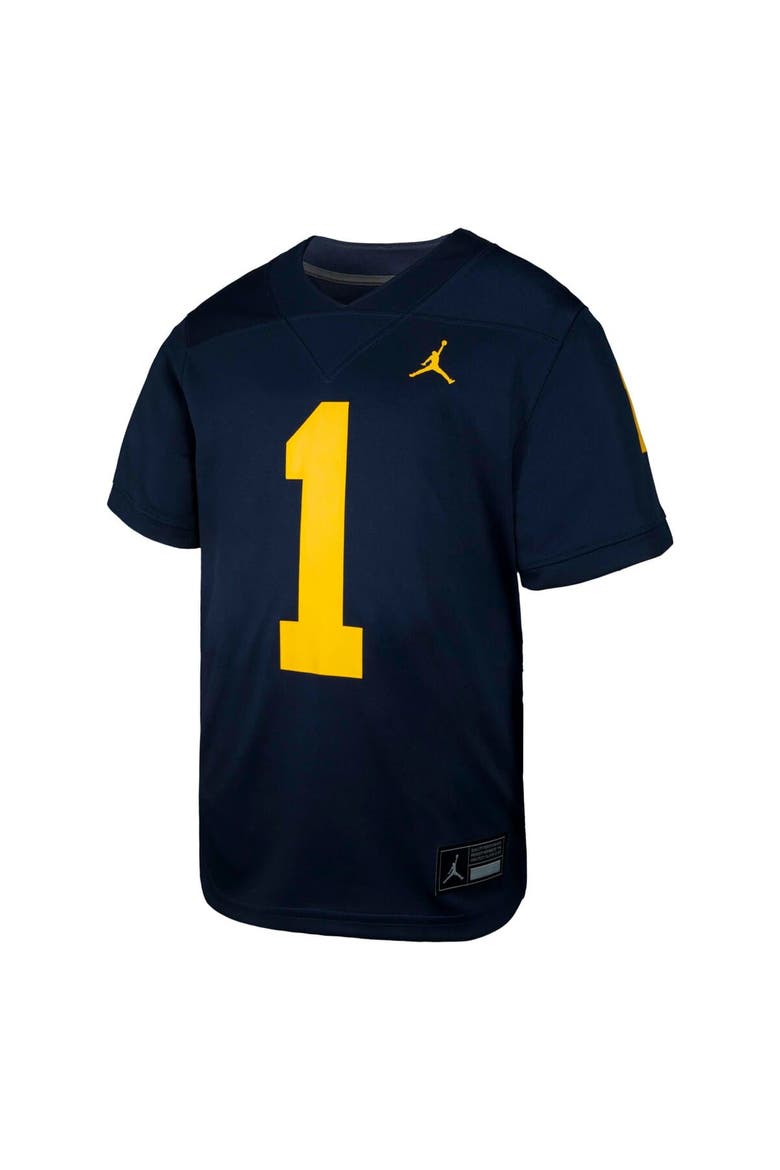 Youth Jordan Brand #1 Navy Michigan Wolverines  Untouchable Replica Game Jersey, Alternate, color, Navy