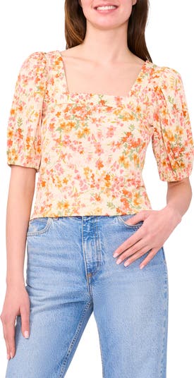 CeCe Square Neck Puff Sleeve Top | Nordstromrack