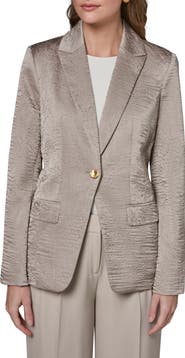 Donna Karan New York Texture One-Button Blazer