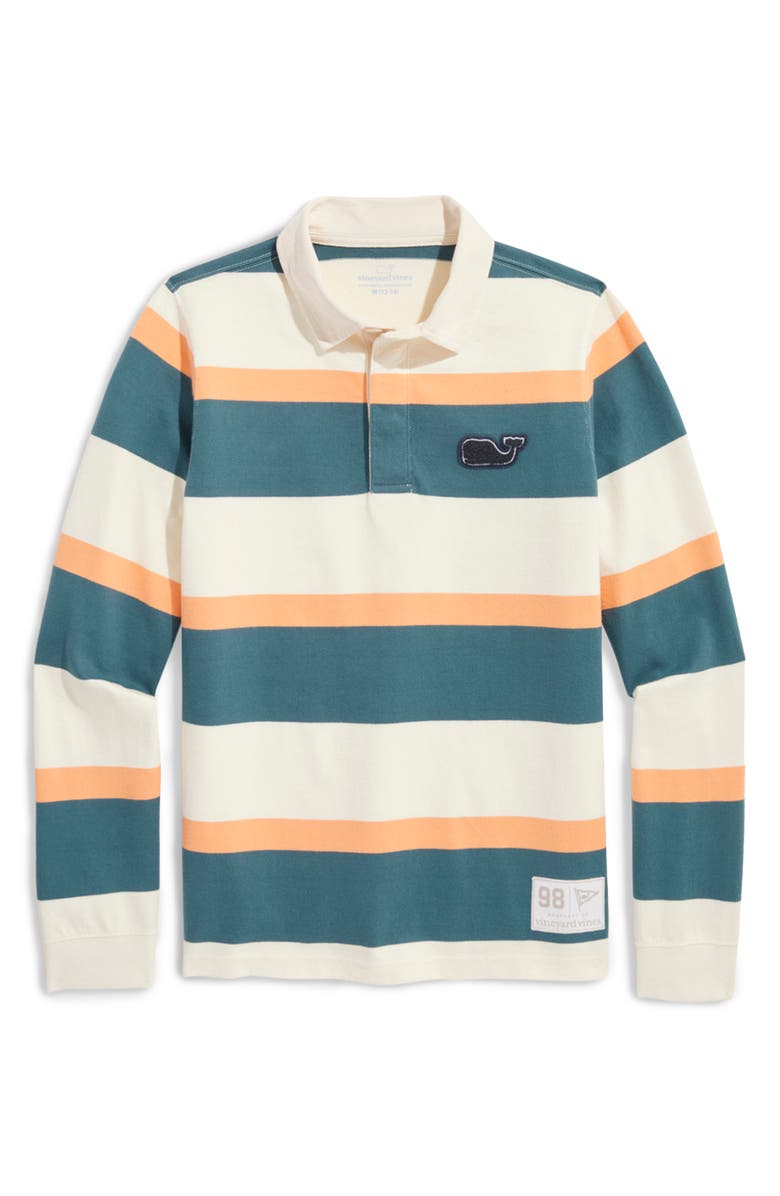 vineyard vines Kids' Stripe Organic Cotton Rugby Polo, Main, color,