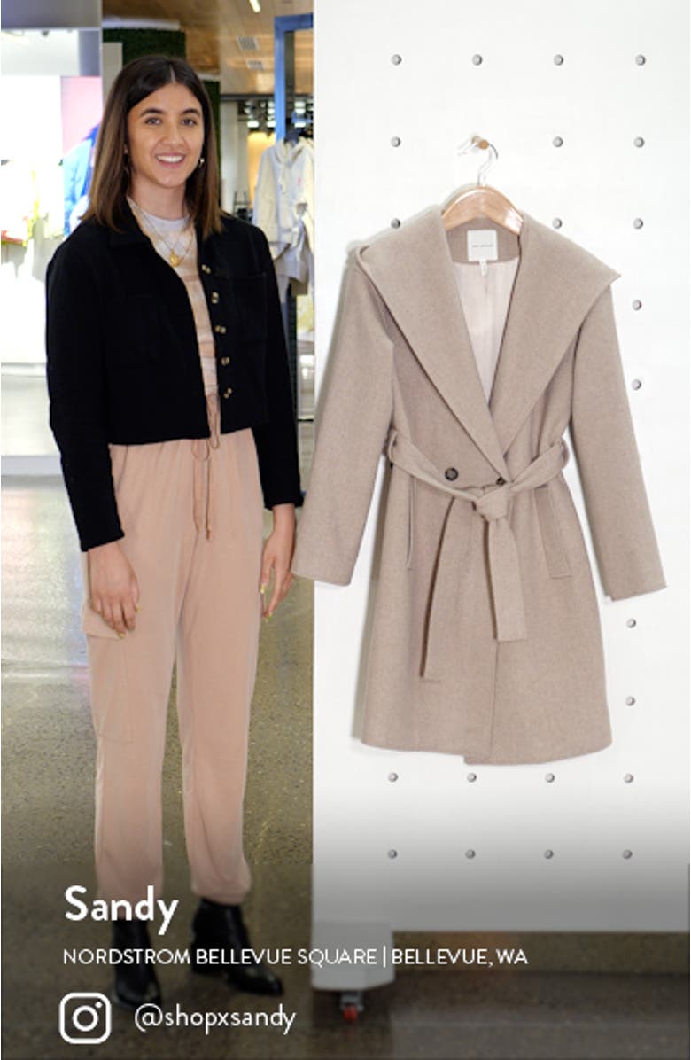 Belted Hooded Twill Wrap Coat, sales video thumbnail