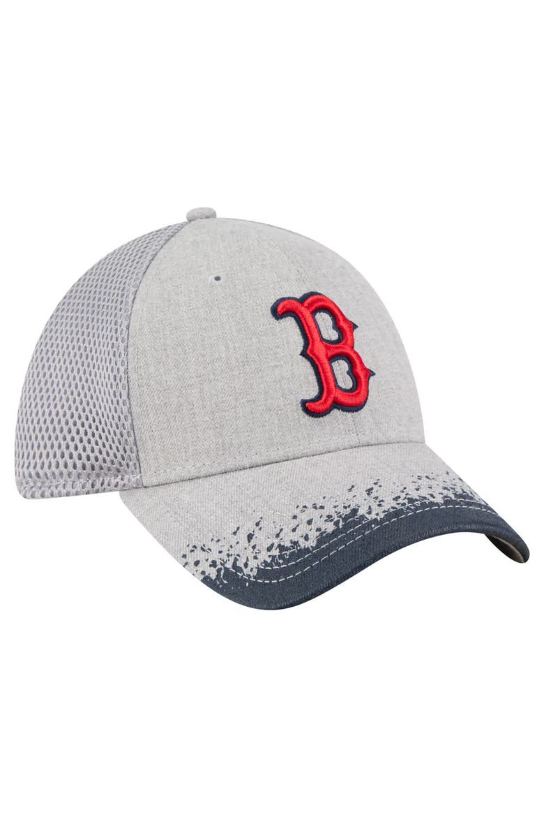 Men's New Era Gray Boston Red Sox Visor Paint Splatter 39THIRTY Flex Hat, Alternate, color, Gray