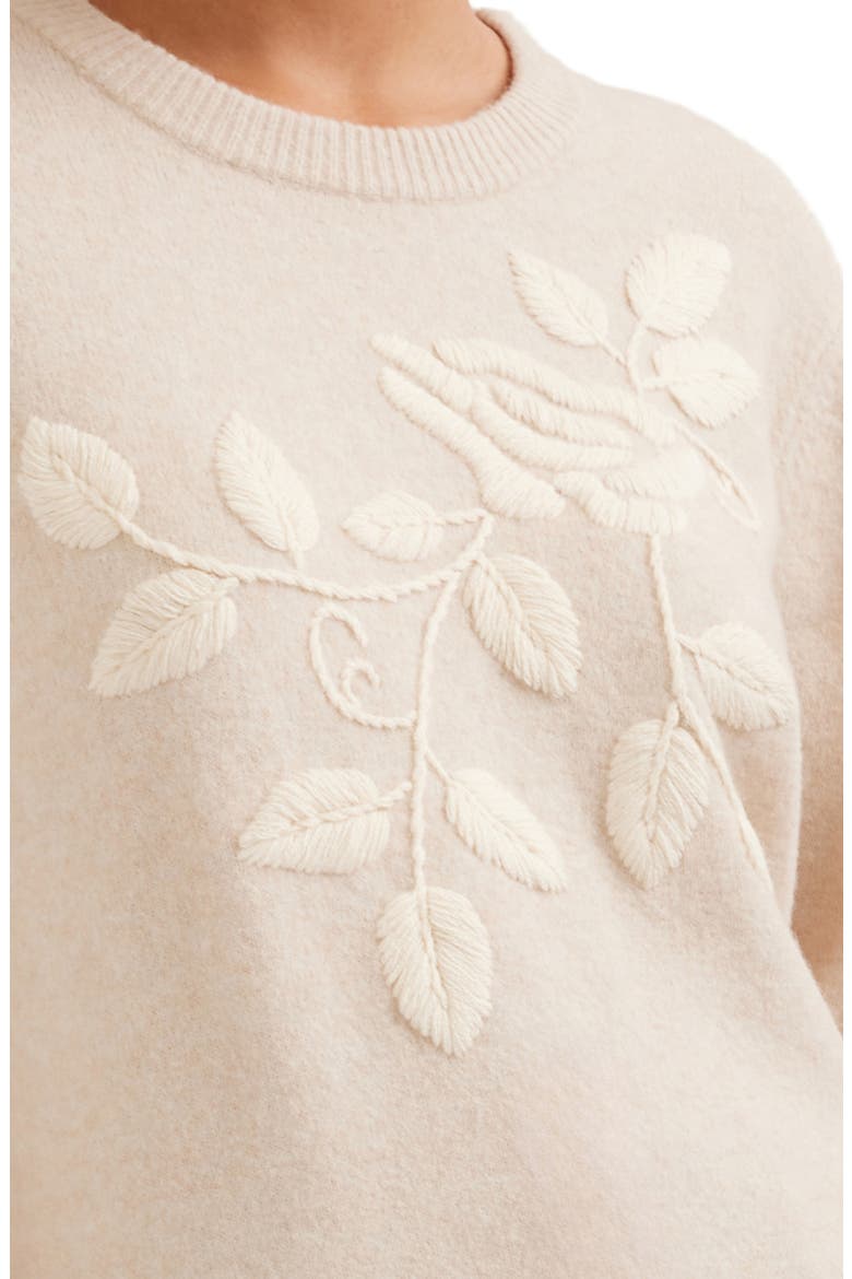 Embroidered Blouson Sleeve Sweater, Alternate, color, SAND