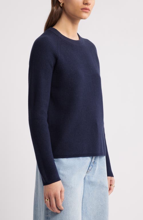 Nordstrom Rib Organic Cotton & Merino Wool Sweater In Navy Night