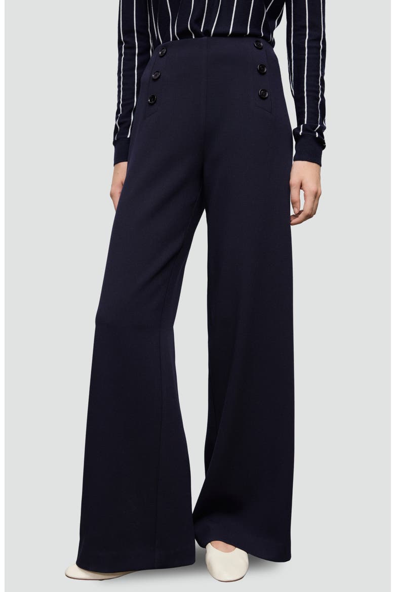 Button Wide Leg Pants, Main, color, NAVY