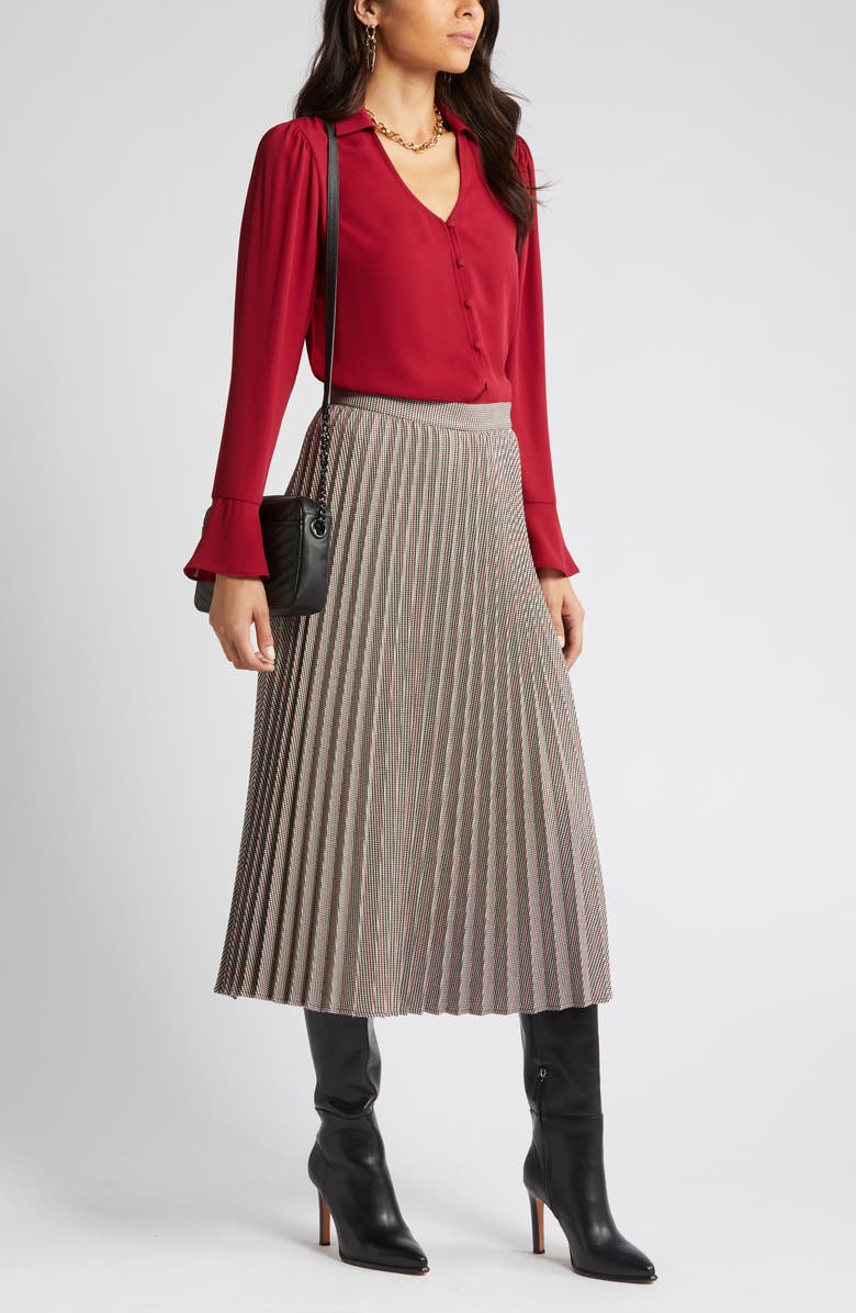 Halogen<sup>®</sup> Dainty Plaid Pleated Midi Skirt, Main, color, 
