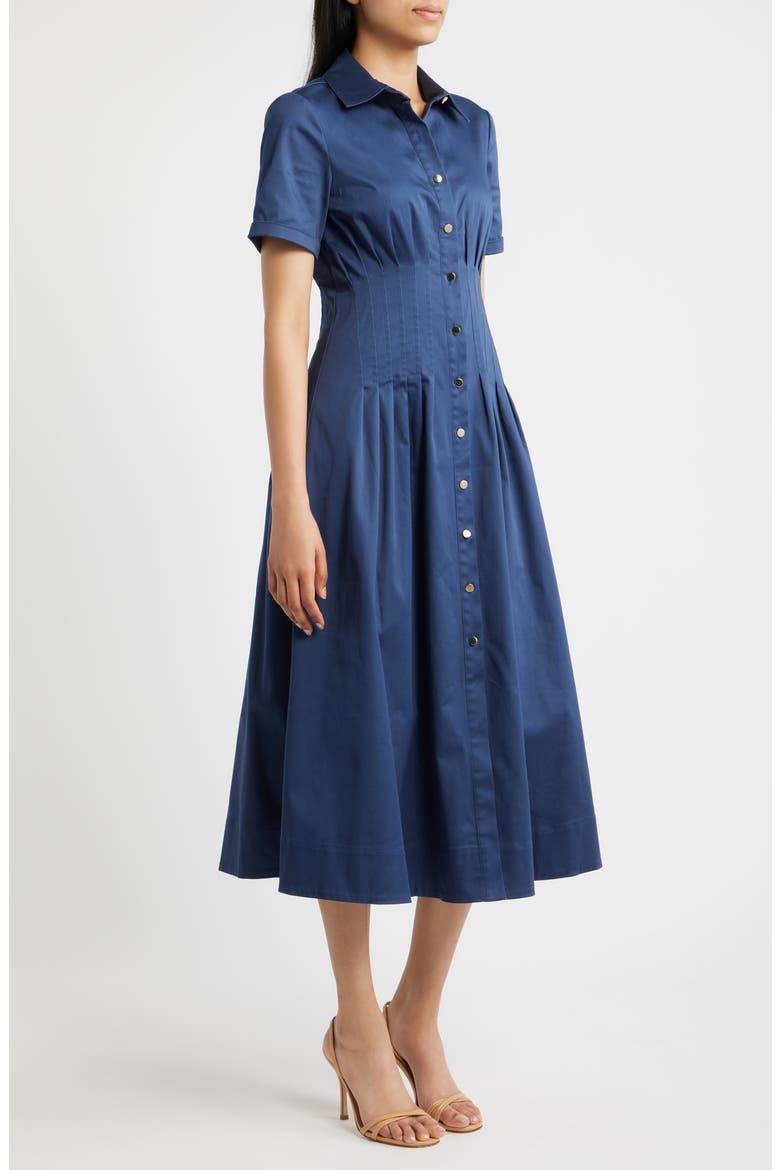 Short Sleeve Stretch Cotton Shirtdress, Alternate, color, BLUE CARBON