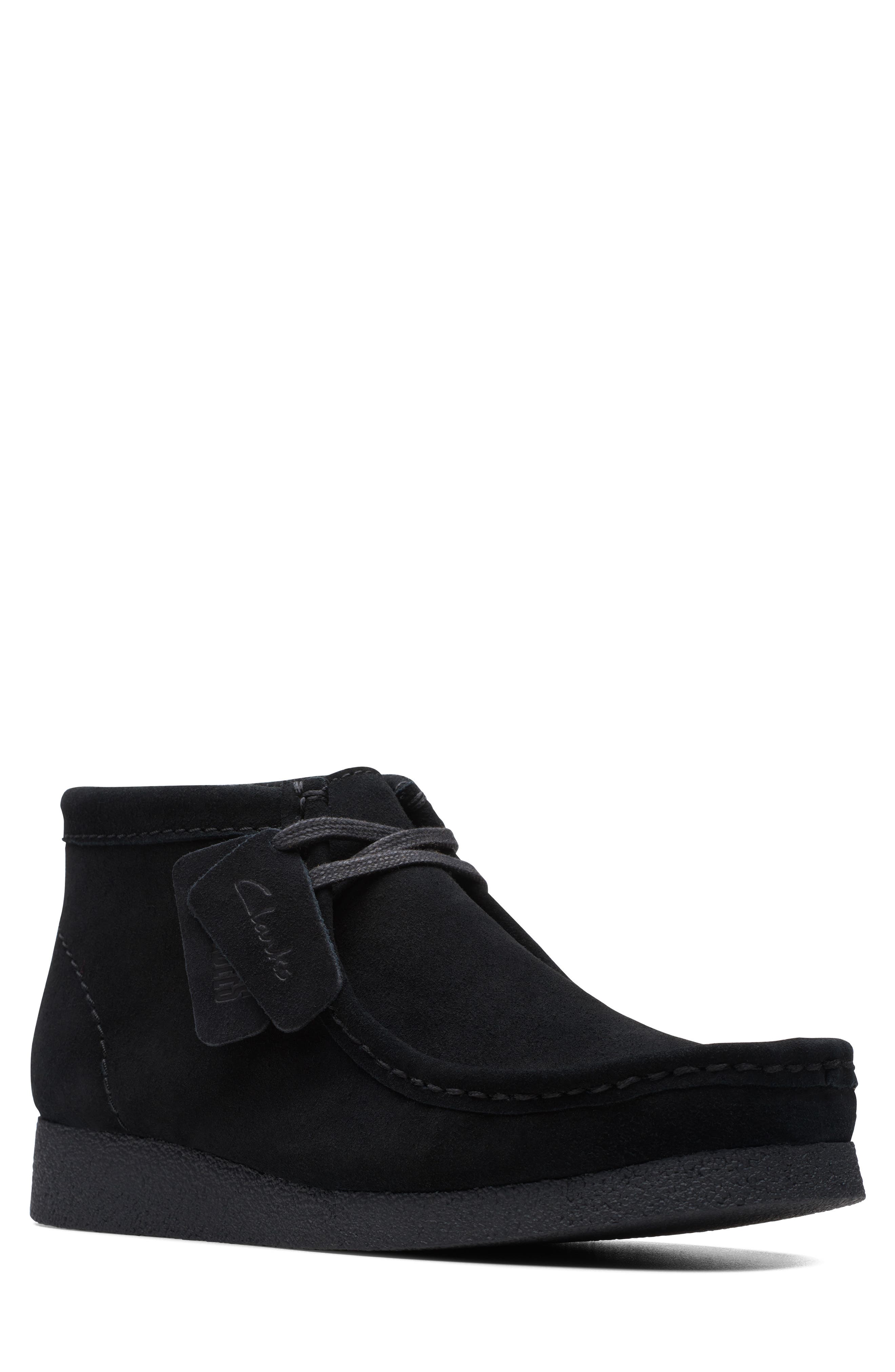 Clarks<sup>®</sup> Wallabee Suede Boot, Main, color, Black Suede