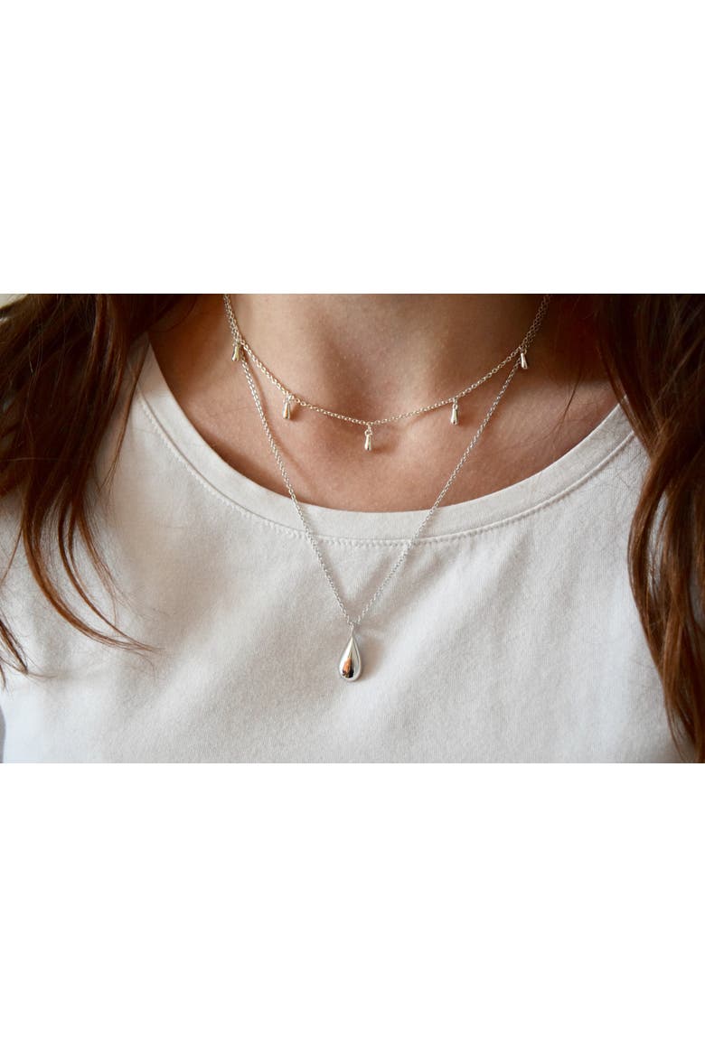 Mini Drop Choker Style Necklace, Alternate, color, Sterling Silver