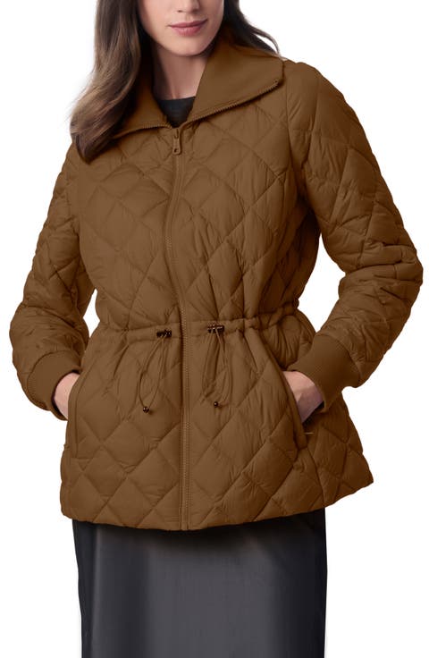Drawcord Waist Quilted Puffer Coat