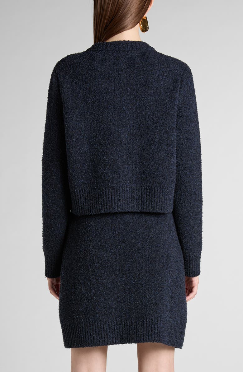 Bottega Veneta Knot Button Bouclé Cardigan, Alternate, color, 4121 Navy