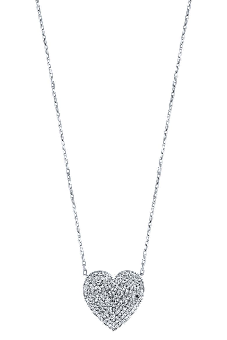 Pavé Diamond Heart Pendant Necklace (Nordstrom Exclusive), Main, color, 18K WHITE GOLD