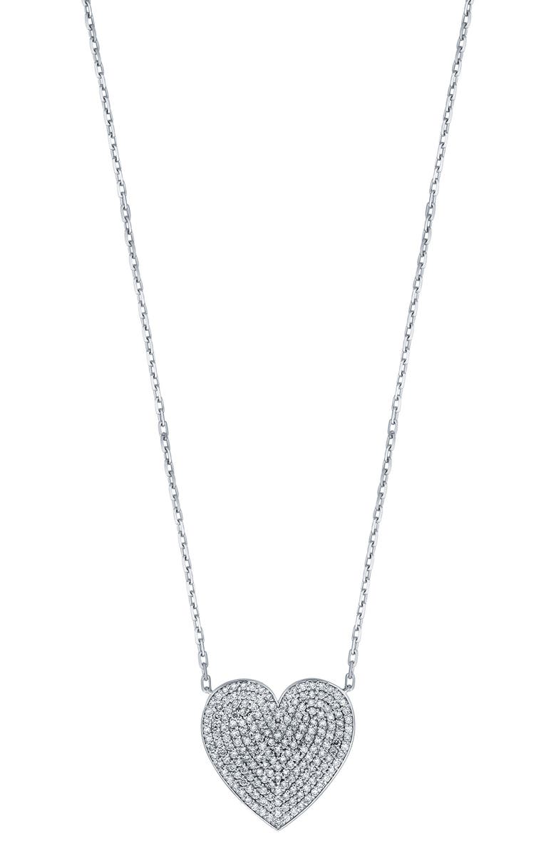 Bony Levy Pavé Diamond Heart Pendant Necklace, Main, color, 18K White Gold