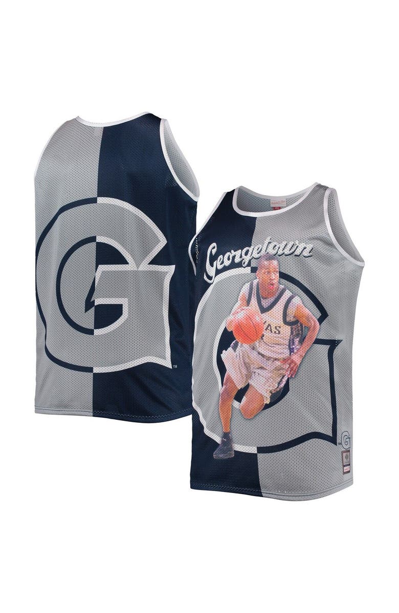 Mitchell & Ness Men's Mitchell & Ness Allen Iverson Navy/Gray Georgetown Hoyas Sublimated Player Big & Tall Tank Top, Main, color, Navy