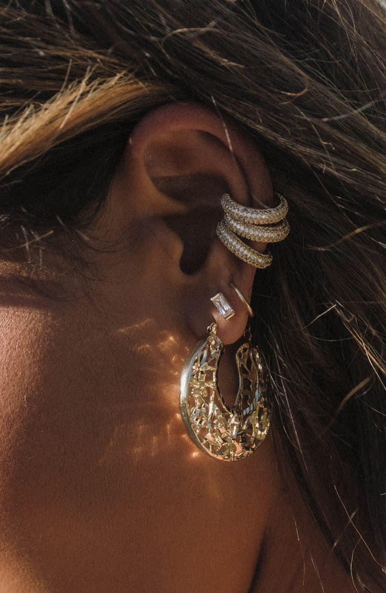 Child of Wild Spanish Fly Hoop Earrings, Alternate, color, Gold