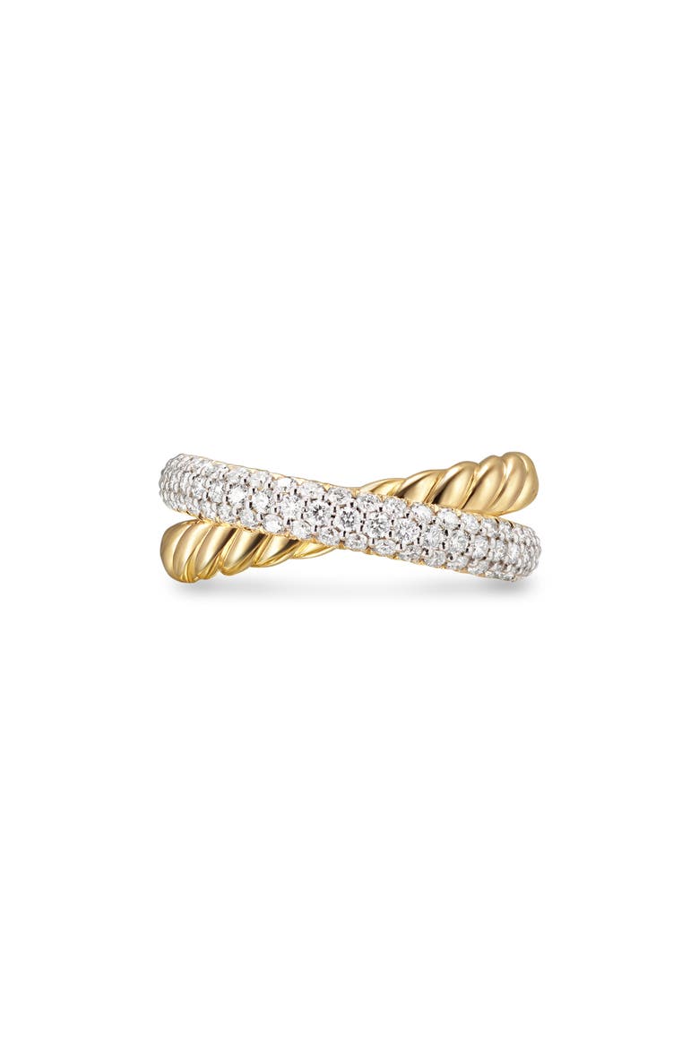 Crossover Two-Row Ring in 18K Yellow Gold with Diamonds, 7.5mm, Main, color, 18K GOLD - SIZE 7