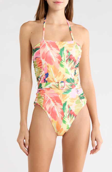 Kylah Shirred Belted One-Piece Swimsuit