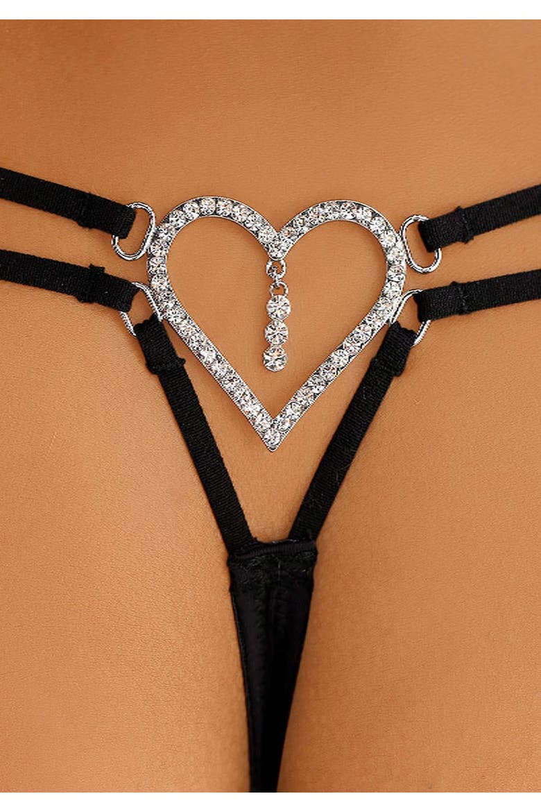 Strappy Heart Thong, Alternate, color, Black
