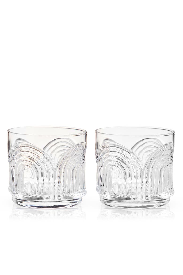 Deco Beau Crystal Lowball Tumblers Set of 2, Main, color, Clear