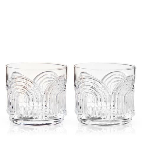 Deco Beau Crystal Lowball Tumblers Set of 2
