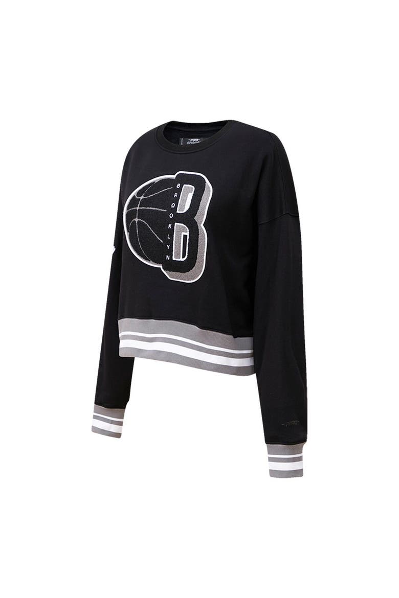 Women's Pro Standard Black Brooklyn Nets Mash Up Pullover Sweatshirt, Alternate, color, Black