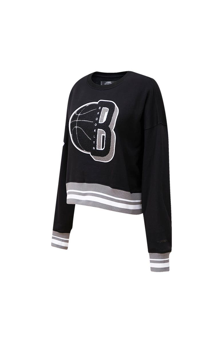 PRO STANDARD Women's Pro Standard Black Brooklyn Nets Mash Up Pullover Sweatshirt, Alternate, color, Black