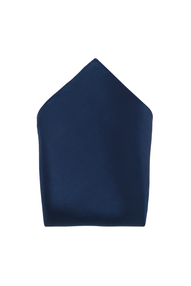 Sutton Solid Color Silk Necktie and Pocket Square Combo, Alternate, color, Navy