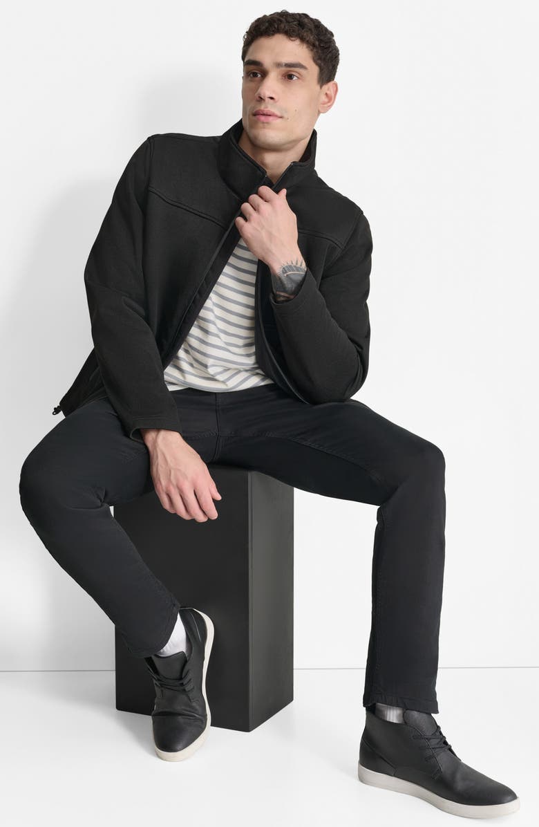 DKNY Sweater Knit Fleece Jacket, Alternate, color, Black