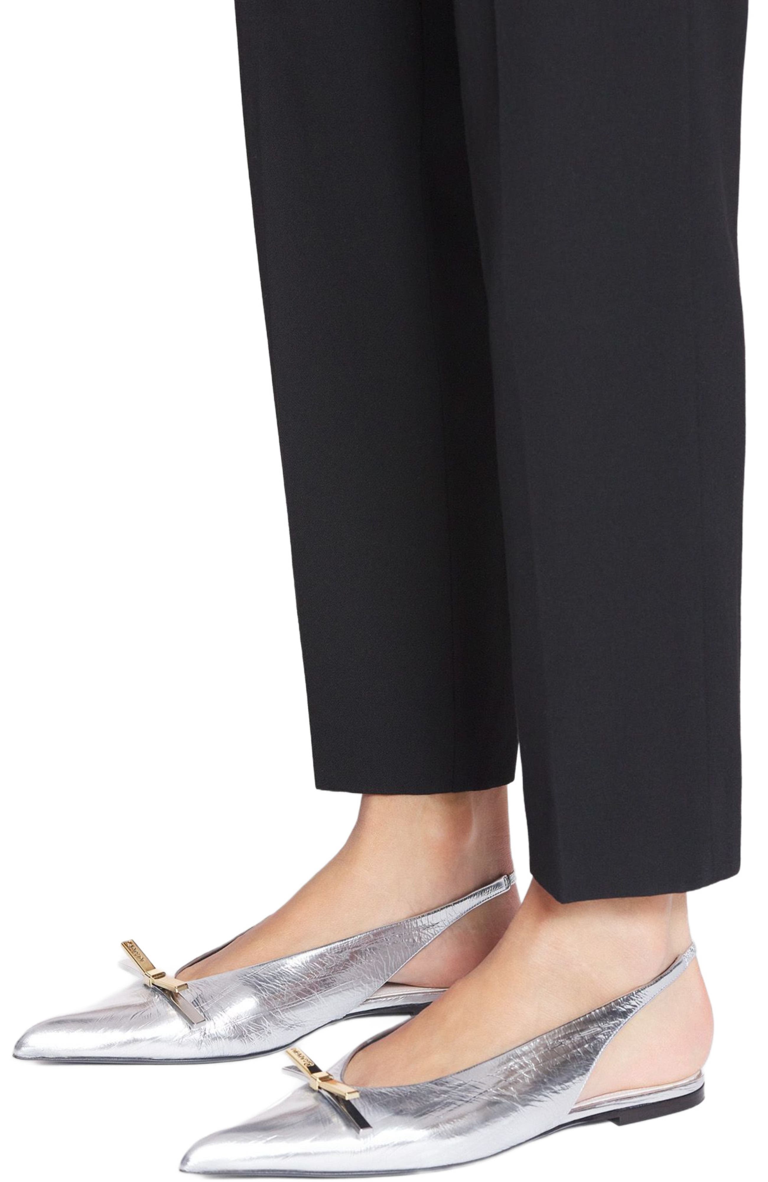 Lanvin BOW SLINGBACK IN METALLIC LEATHER, Alternate, color, 