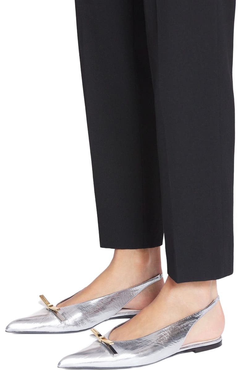 Lanvin BOW SLINGBACK IN METALLIC LEATHER, Alternate, color,