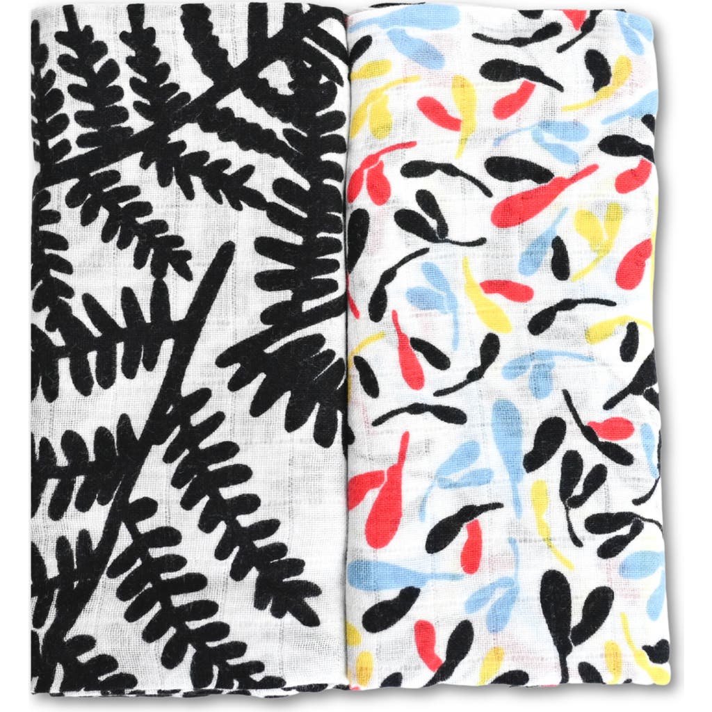 Etta Loves Plant Print 2-pack Organic Cotton Muslin Squares In Plant Print Mixed
