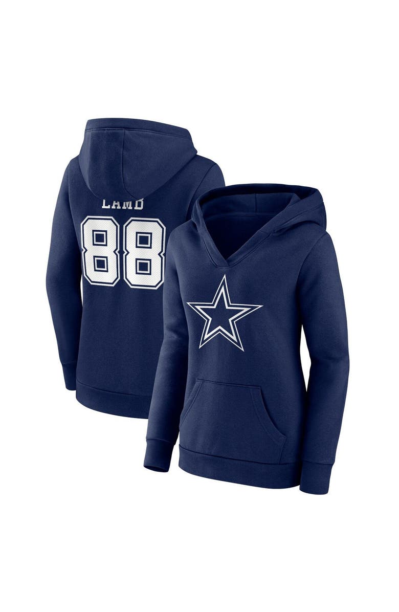 FANATICS Women's Fanatics Branded CeeDee Lamb Navy Dallas Cowboys Player Icon Name & Number V-Neck Pullover Hoodie, Main, color,