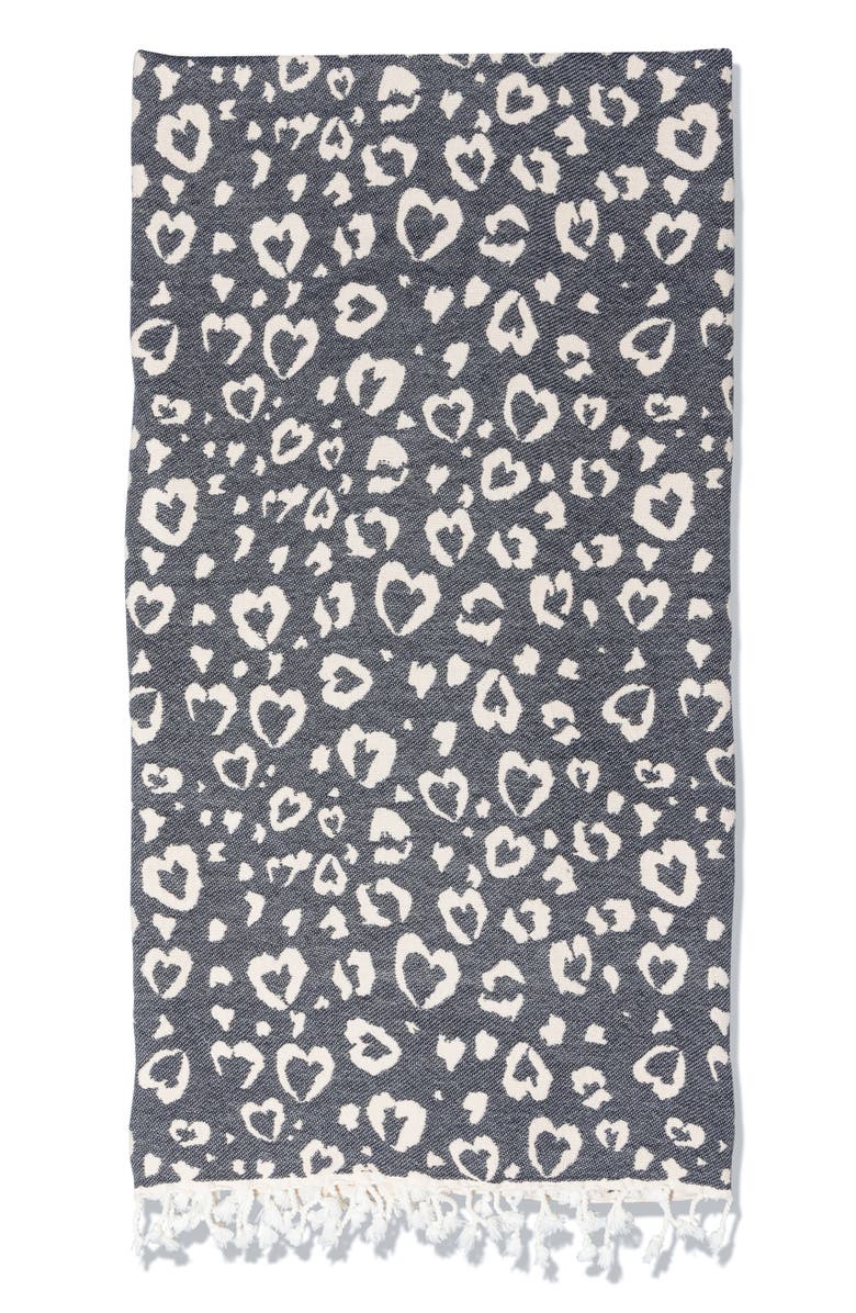 InfuseZen Leopard Heart Organic Cotton Medium Weight Throw Blanket, Alternate, color, Black