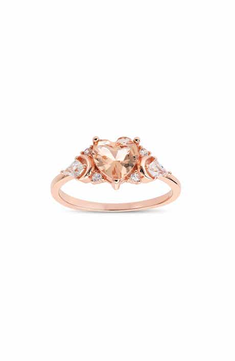 Heart Cut Simulated Morganite & Cubic Zirconia Ring