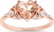 Queen Jewels Heart Cut Simulated Morganite & Cubic Zirconia Ring
