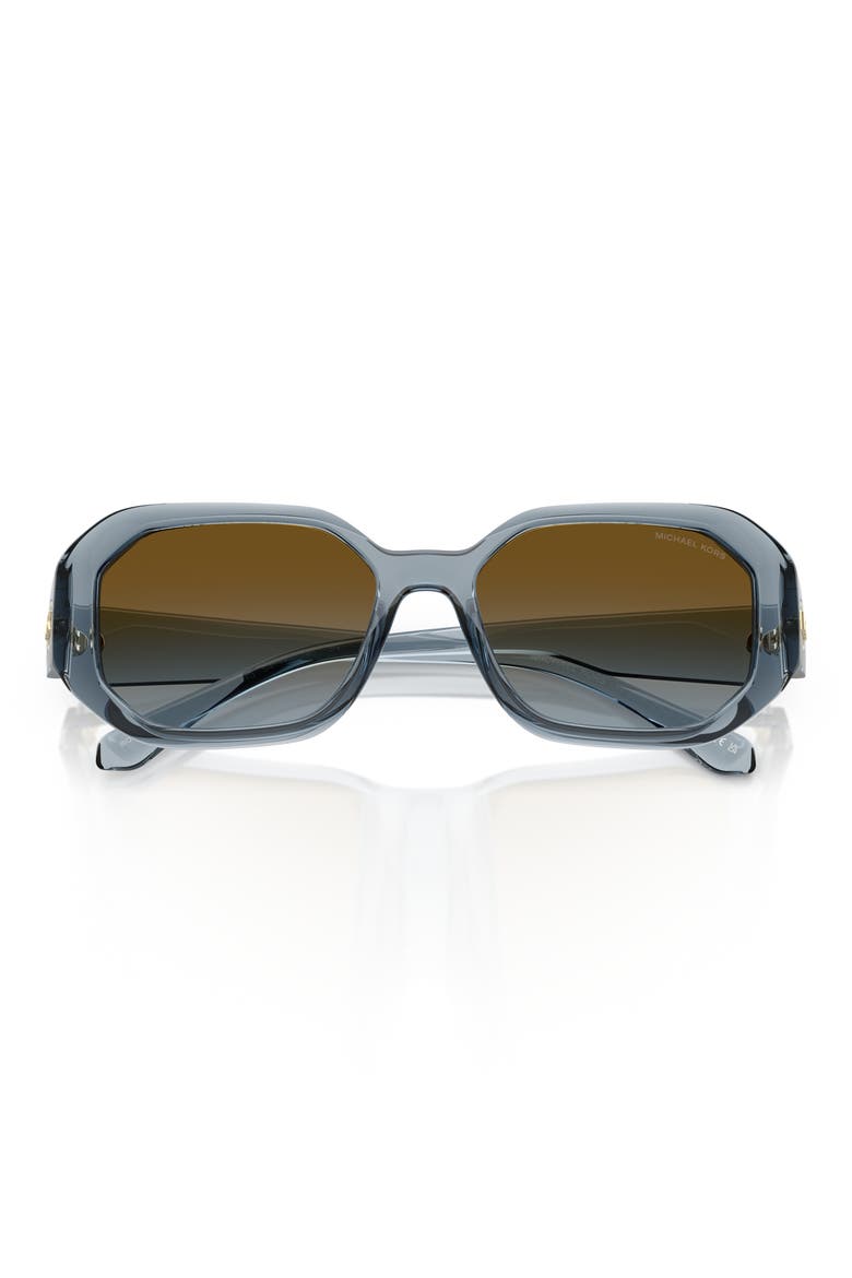 54mm Gradient Geometric Sunglasses, Alternate, color, DENIM TRANSPARENT / BROWN BLUE