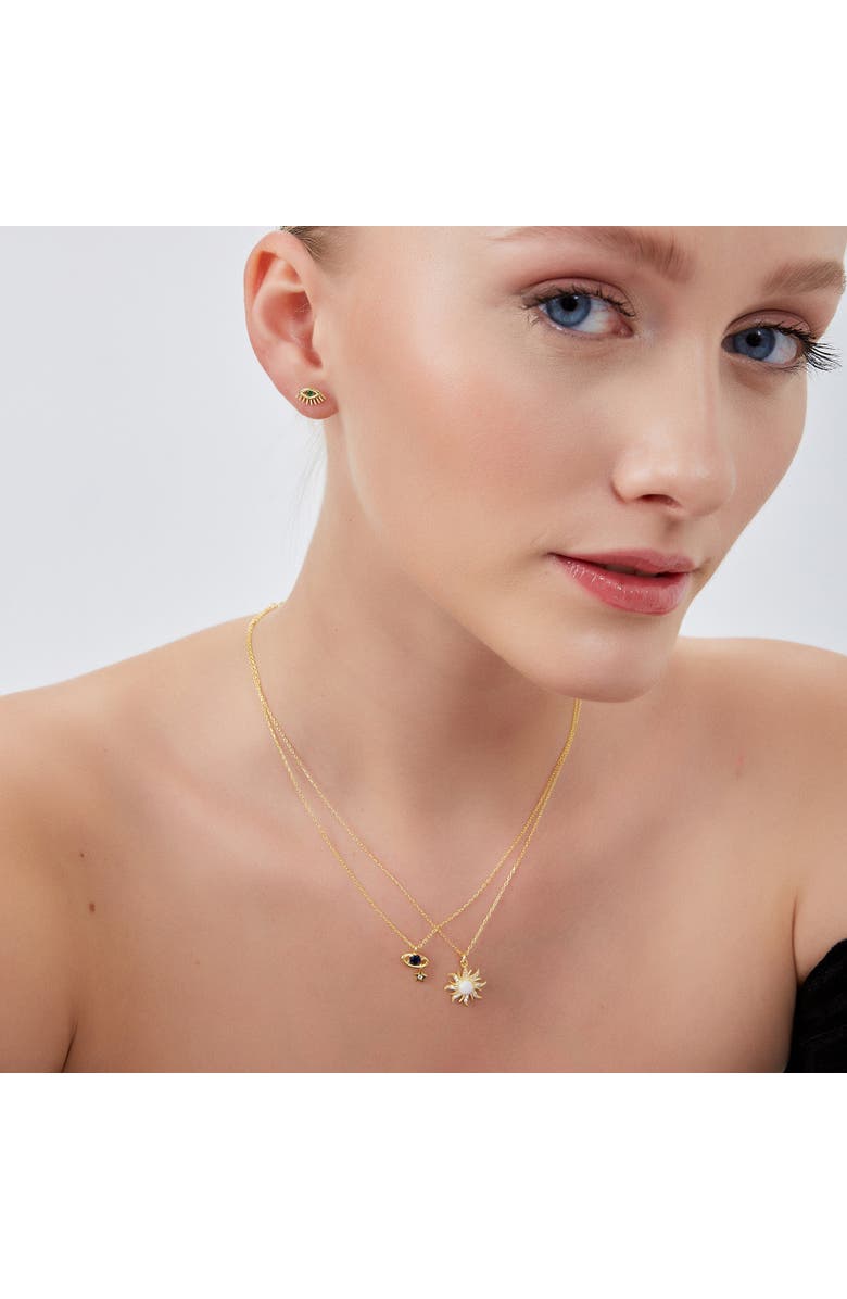 Spero London Dark Blue Saturn Necklace With Star Sterling Silver, Alternate, color, Gold