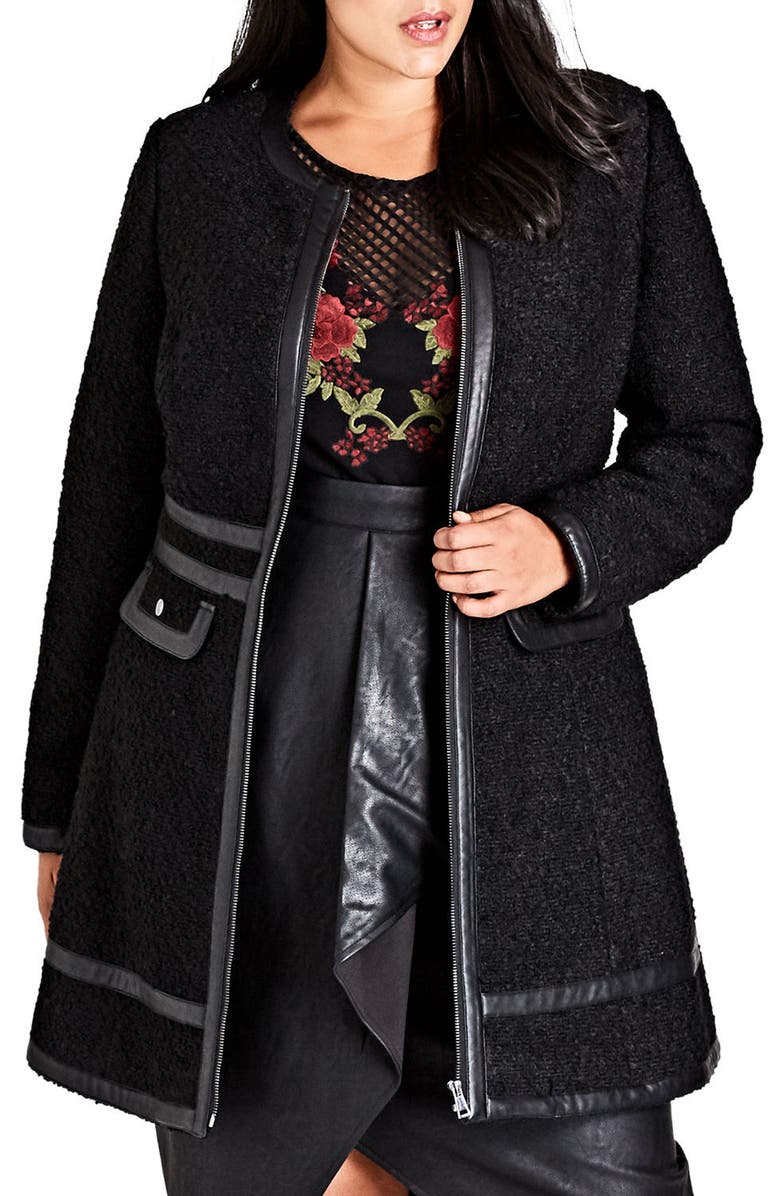 City Chic Bouclé Car Coat, Main, color,