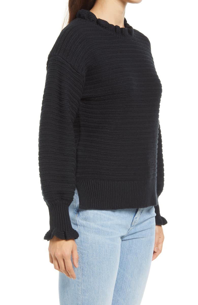 Madewell Ruffle Neck Sweater, Alternate, color,