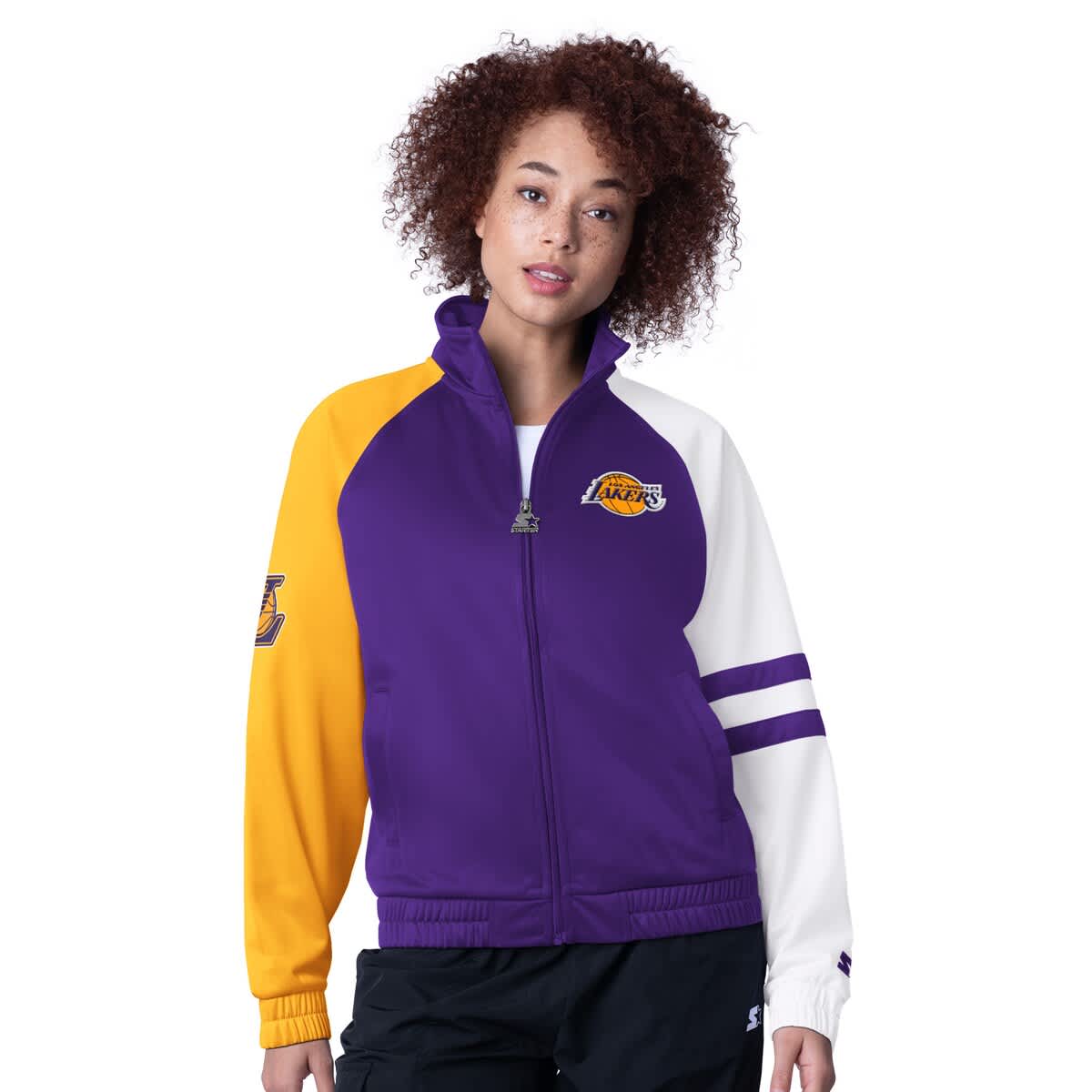 Starter Purple Los Angeles Lakers Line Up Dolman Raglan Full-zip Track Jacket