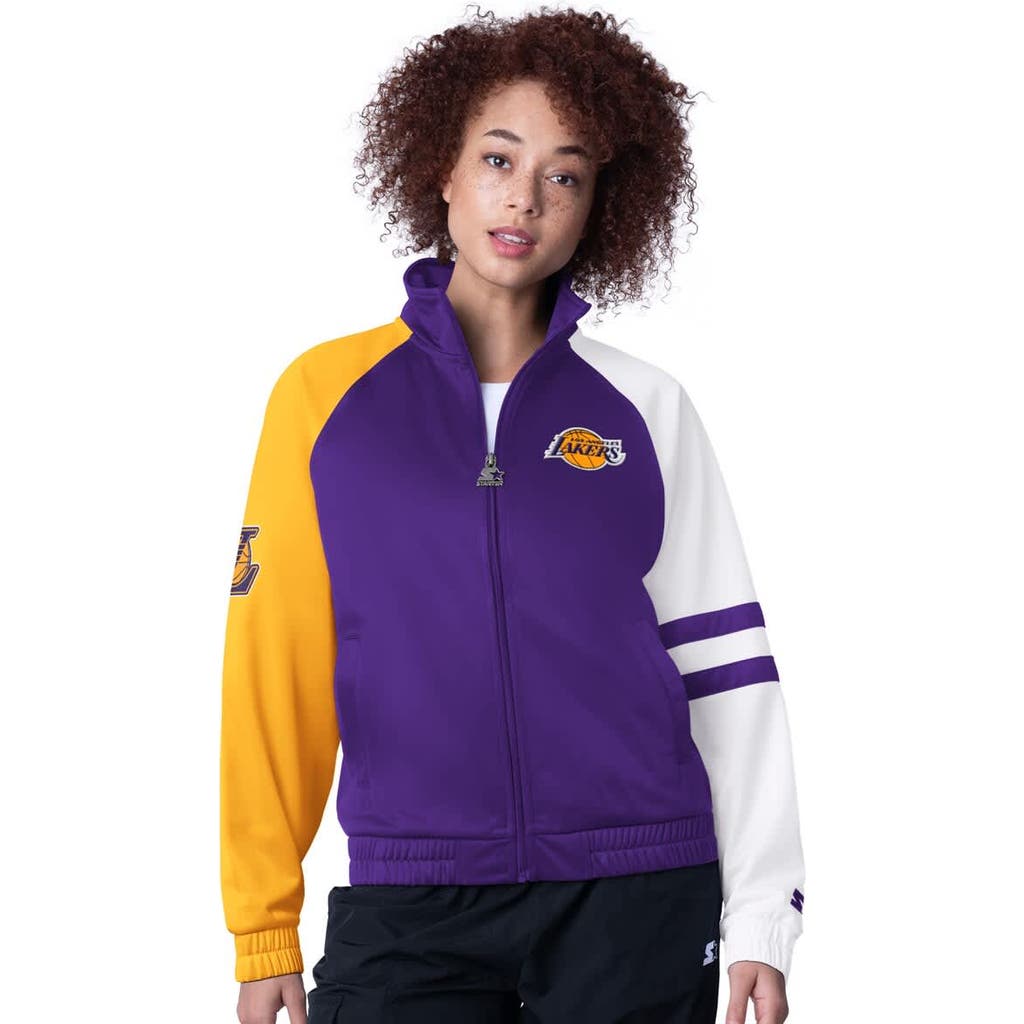 Starter Purple Los Angeles Lakers Line Up Dolman Raglan Full-zip Track Jacket