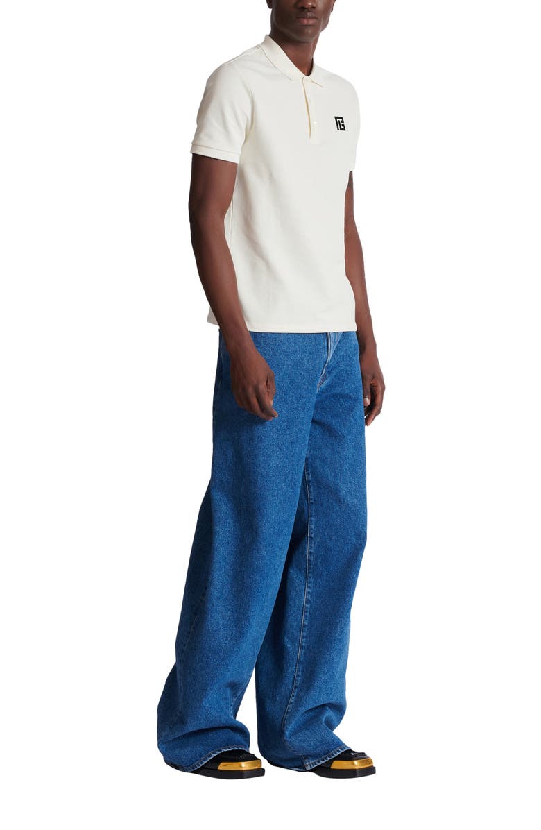 Balmain Embroidered cotton polo, Alternate, color, White
